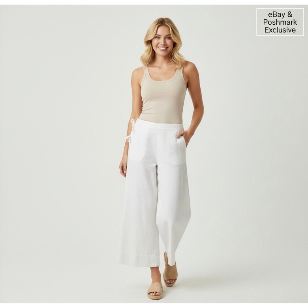 LemLem White Handwoven Cotton Wide-Leg Tie Pants - Women's - Small